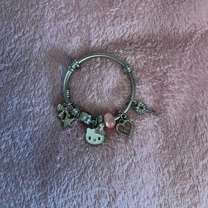Silver Charm Bracelet with Pink Accents Hello Kitty